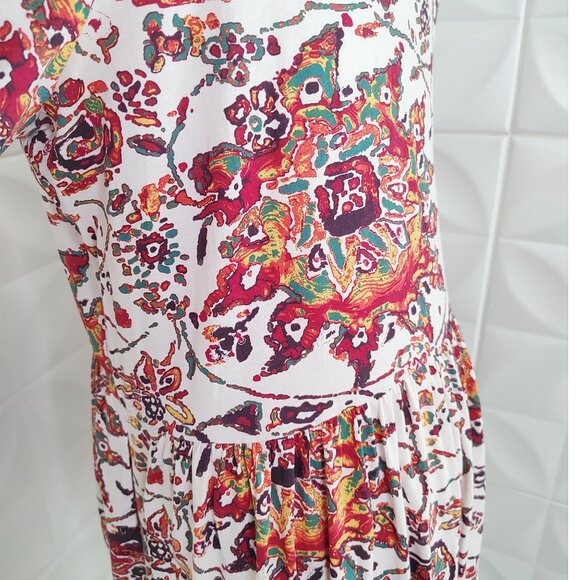 Goa Tunic Top Cotton Jersey Stretch Colorful Boho Pockets M Peruvian Connection - Picture 5 of 11